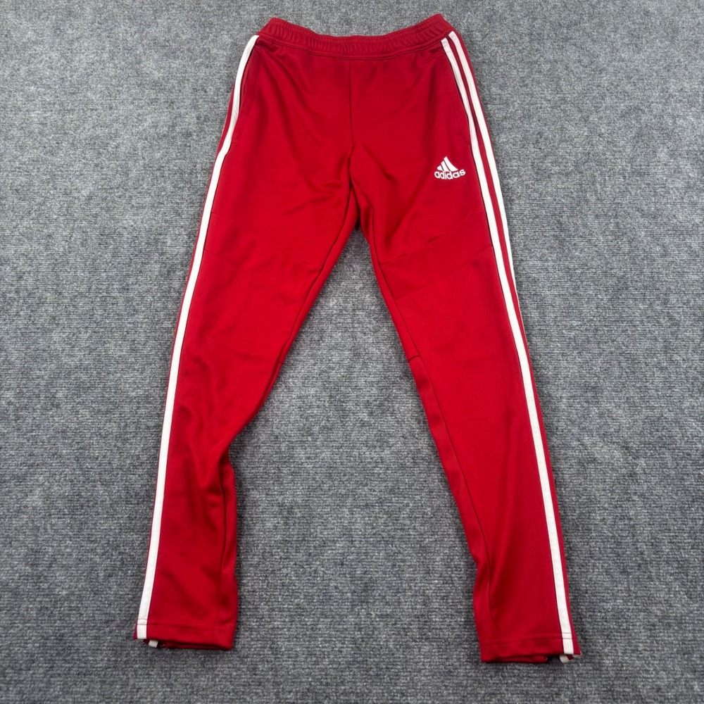 Adidas Track Pants XS Red 3-Stripe Zipper Cuffs Athletic Mens - Picture 2 of 7